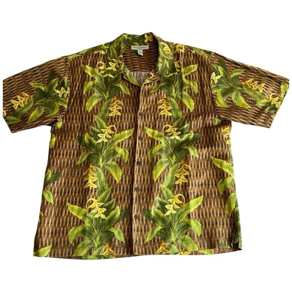 Tommy Bahama Other - Tommy Bahama Linen/Silk Wicker Weave Floral Print Short Sleeve Hawaiian Shirt XL